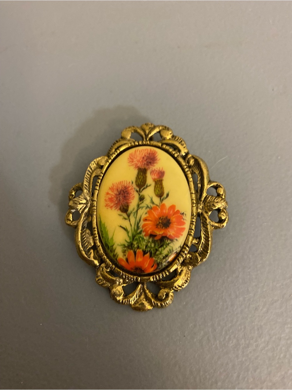 Large Vintage Thistle Flower Pendant Brooch